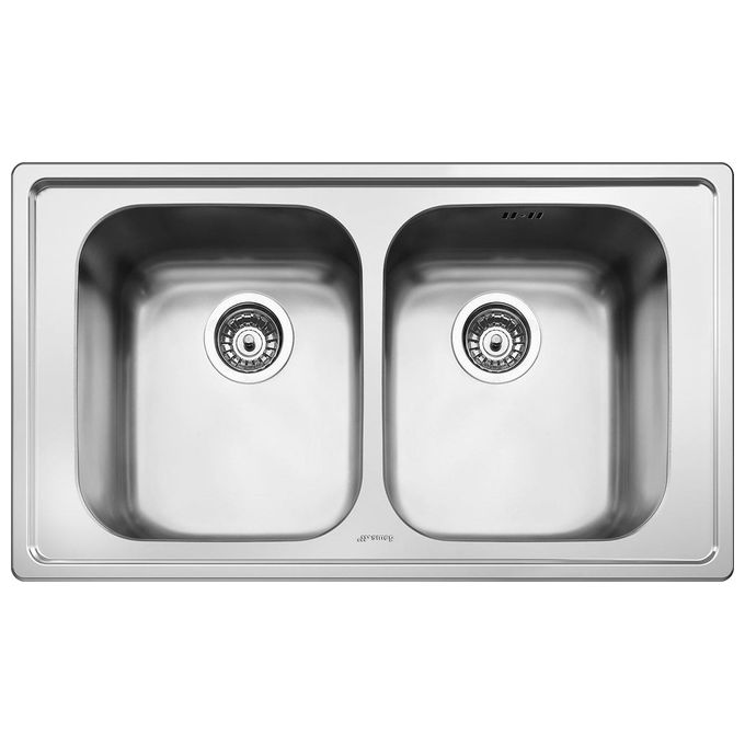 Smeg SP862 Alba Lavello saldato Acciaio inox AISI304 Spazzolato da Incasso 2 Vasche Acciao Inox 86x50cm SP862