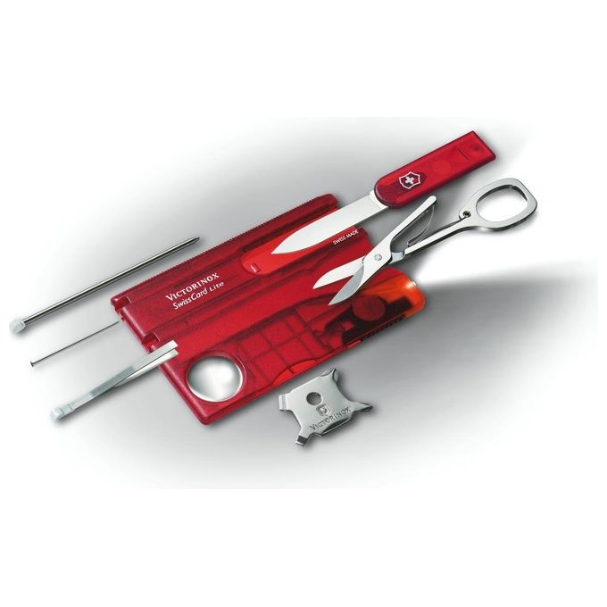 Victorinox SwissCard Lite Astuccio Make-Up e Manicure Rosso Trasparente