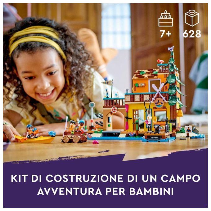 LEGO Friends 42626 Campo Avventura Sport Acquatici Giochi di Ruolo Educativi per Bambine e Bambini da 7 Anni con Molo e Campeggio Giocattolo da Costruire Accessori e 3 Personaggi Idea Regalo