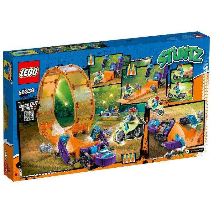 LEGO 60338 City Stuntz Giro della Morte dello Scimpanzé Set da Costruzione con Moto Carica e Vai Minifigure e Scimpanzé Meccanico colore Multicolore