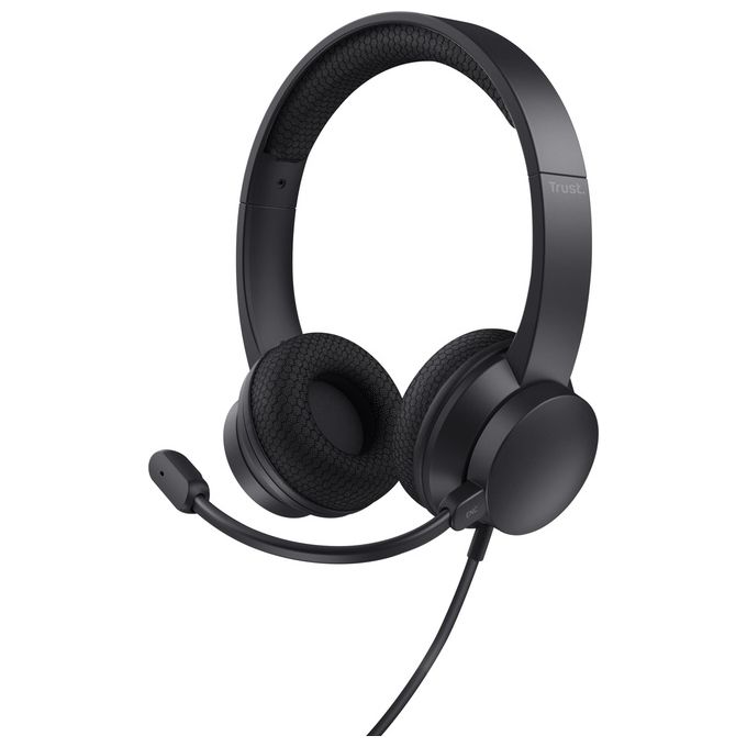 Trust Ayda USB Cuffie con Microfono ENC Cancellazione del Rumore Mic Noise Cancelling 65% Plastica Riciclata Auricolari con Filo 180 m Headphones On-Ear Cablato per PC Laptop Mac - Nero