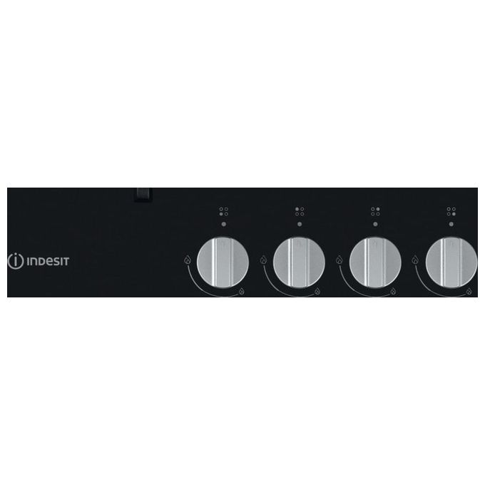 Indesit ING 61T-BK Piano Cottura a Gas 4 Zone Griglie	in Ghisa 59 cm Nero