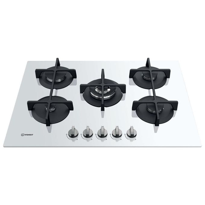 Indesit ING 72T-WH Piano Cottura a Gas 5 Zone High Power Flame Griglie in ghisa 70 cm Bianco