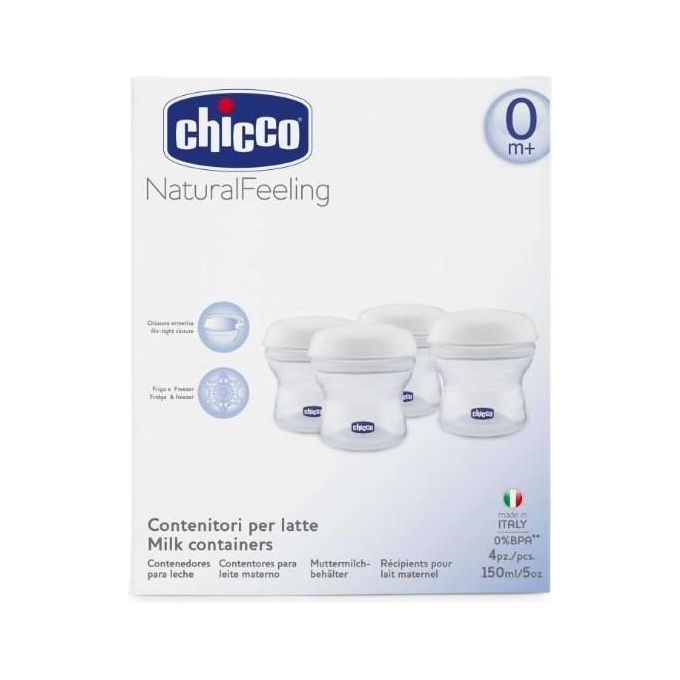 Chicco 00002257200000 Contenitore per la Conservazione del Latte Materno Inclusa Tettarella in Silicone Colore:Bianco