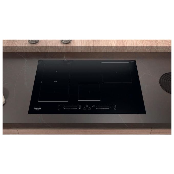 Hotpoint HS 3377C BF Piano Cottura ad Induzione 4 Zone Adattatore di Potenza Zona Flexi Duo 18 Livelli di Potenza Blocco Comandi 70 cm Nero