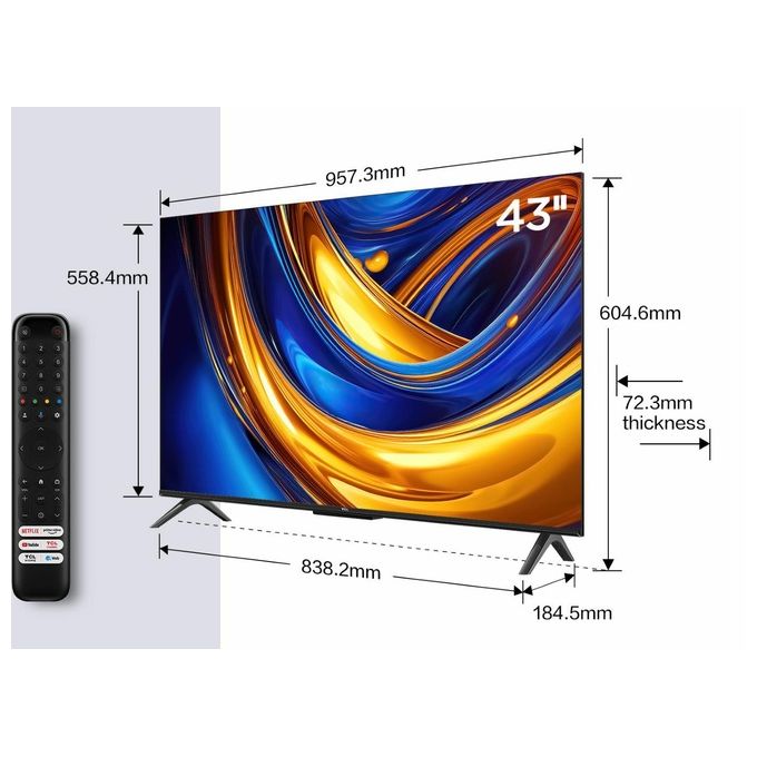 TCL 43P61B Smart TV 43 Pollici 4K Ultra HD Display LED Sistema Google TV colore Nero