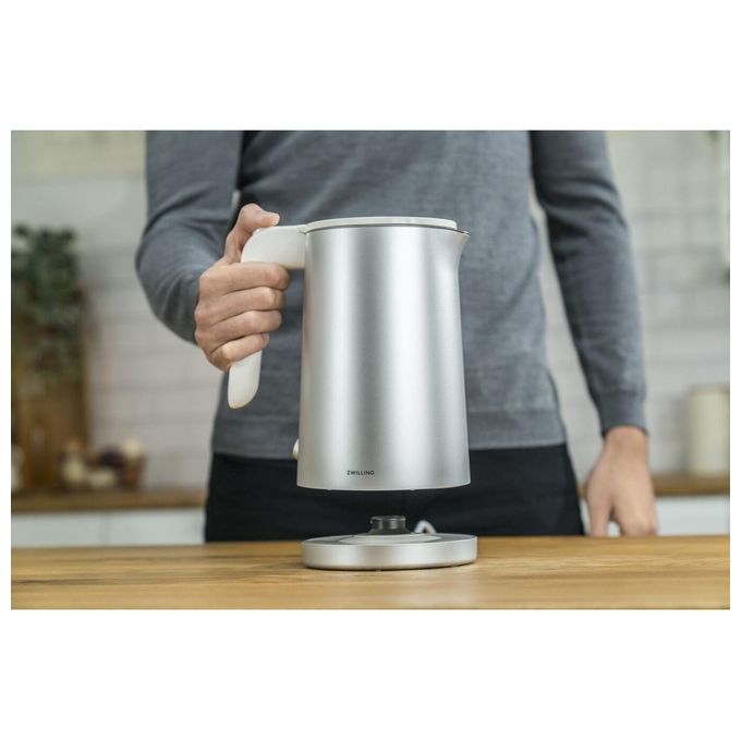 Zwilling Enfinigy Bollitore con Filtro Anticalcare in Acciaio Inossidabile e Protezione Contro il Surriscaldamento Wireless 1850 Watt 1 Litro Argento