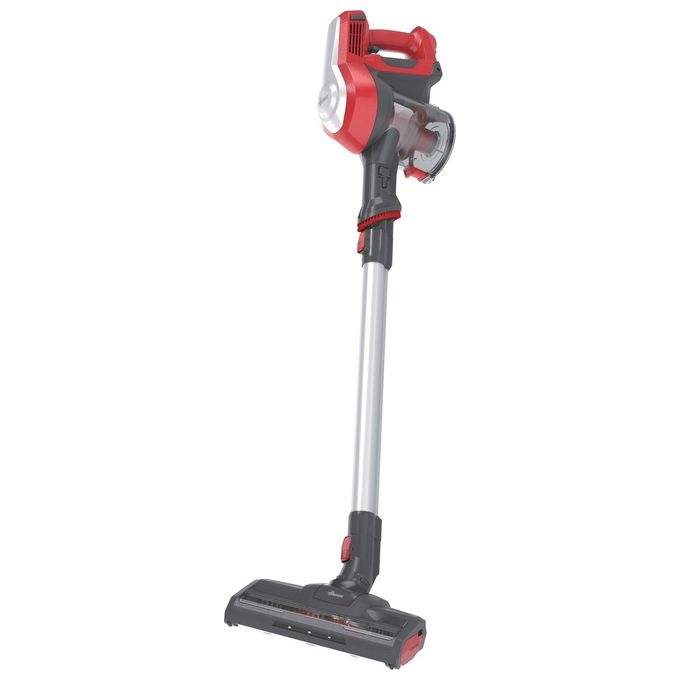 Hoover HF122RH 011 H-Free 100 – Scopa elettrica senza filo e senza sacco, capacita' 0,9 L, autonomia fino a 40 minuti, 2 velocita', sistema ciclonico, accessori inclusi, colore Argento-Rosso
