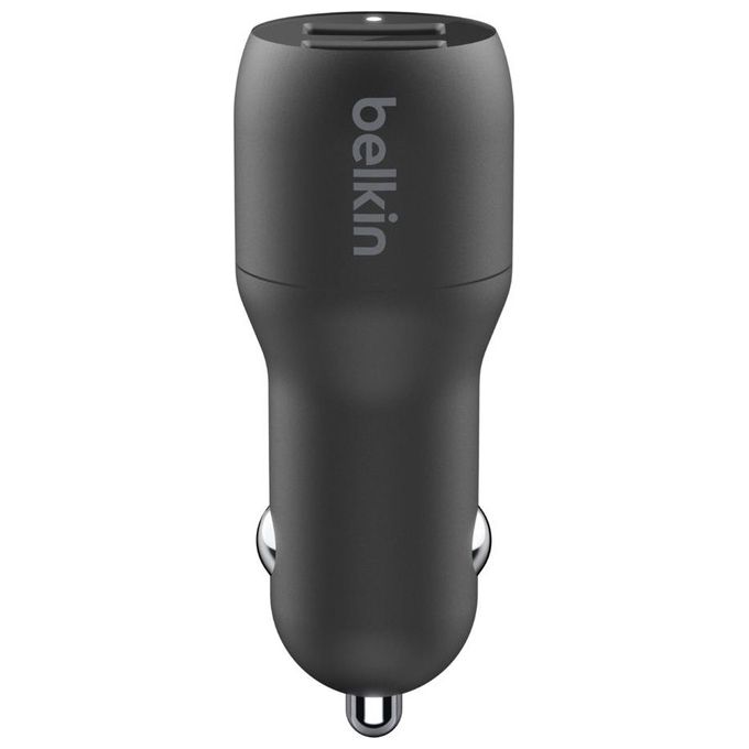 Belkin Boost Charge Doppio Caricabatteria da Auto Usb da 24W con Cavo da Usb-A a Usb-C Nero
