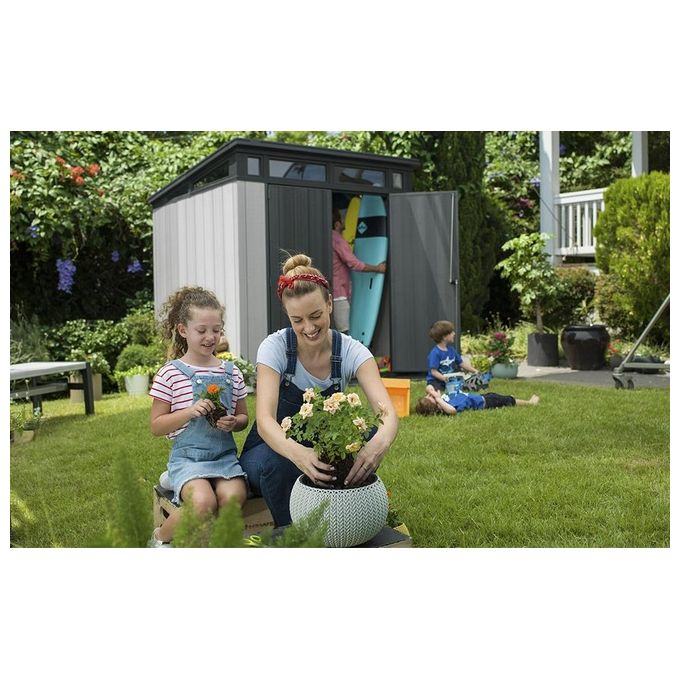 Keter 17203426 Artisan 7x7 Casetta da Giardino in Resina Duotech 4,7 m² 214x218x226 cm carico neve 200 Kg-m² colore Grigio