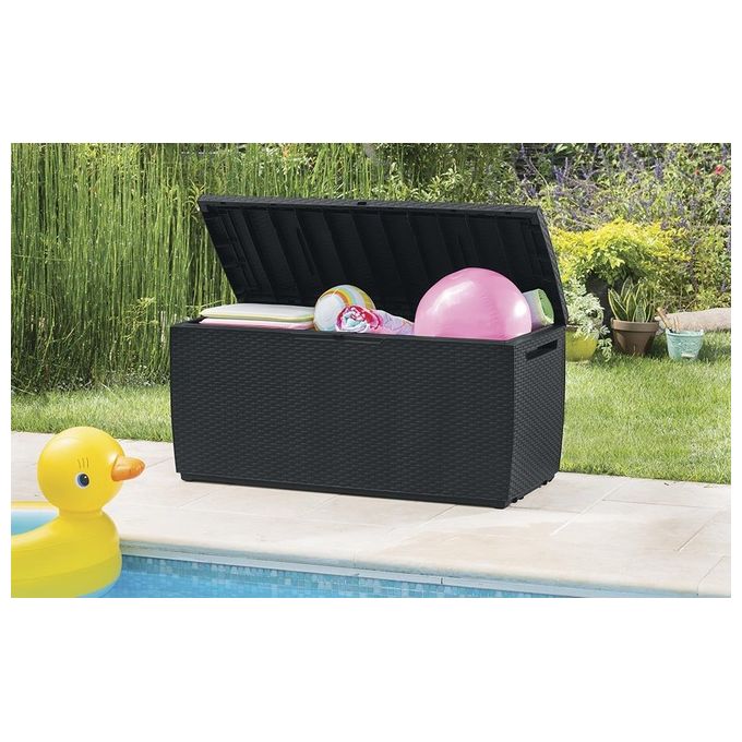 Keter Baule Multiuso Da Giardino Capri In Resina 123X53,5X57H 305 Lt Marrone Pratico e Resistente Contenitore per Esterni