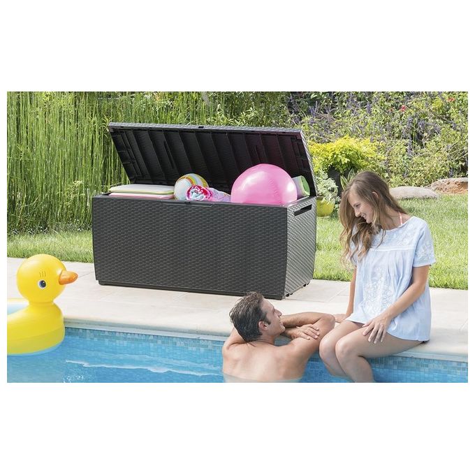 Keter Baule Multiuso Da Giardino Capri In Resina 123X53,5X57H 305 Lt Marrone Pratico e Resistente Contenitore per Esterni