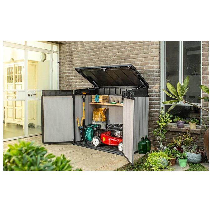 Keter Box Armadio Portattrezzi da esterno ELITE STORE in resina140x82x124h - 1150 LT grigio