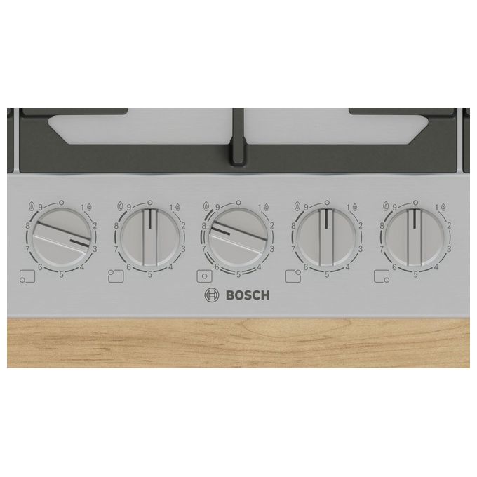 Bosch serie 6 PCR9A5I90 Piano cottura a gas 90cm 5 fuori (41Wok centrale) FlameSelect griglia in ghisa Inox