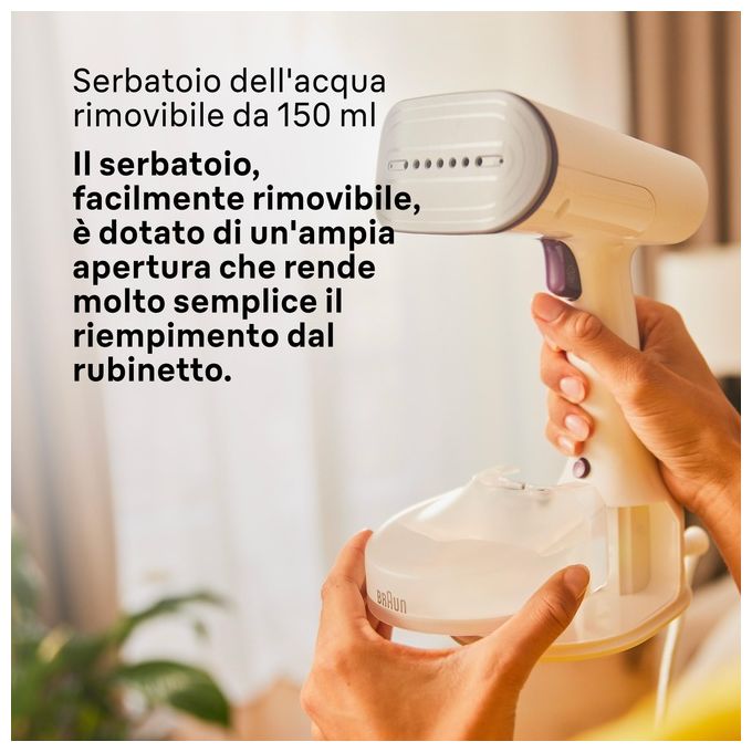 Braun QuickStyle 5 GS5011PU Stiratore Verticale con la Prima Piastra al Mondo con Tecnologia Dual FreeGlide 3D Riscaldamento Rapido 1200W Bianco-Viola
