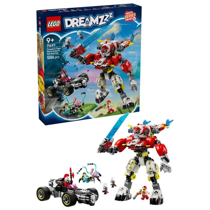 LEGO Set 71497 Costruzione Mech Tigre di Cooper e Bolide di Zero Dreamzzz