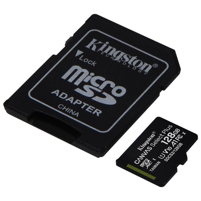 Kingston Canvas Select Plus SDCS2-128GB Scheda microSD Classe 10 con Adattatore SD Incluso, 128 GB