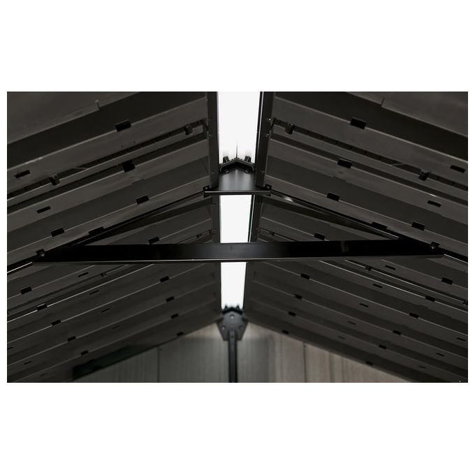 Keter OAKLAND 757 Casetta da Giardino in Resina DUOTECH Doppia Porta Pavimento Incluso 229x223x242 cm colore Grigio