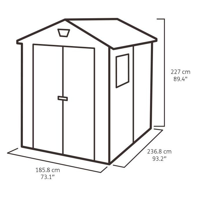 Keter K203522 Manor Casetta da Giardino in Resina 185,8x236,8x227 cm con Pavimento colore Grigio