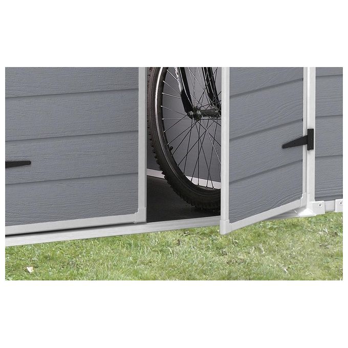 Keter K203522 Manor Casetta da Giardino in Resina 185,8x236,8x227 cm con Pavimento colore Grigio