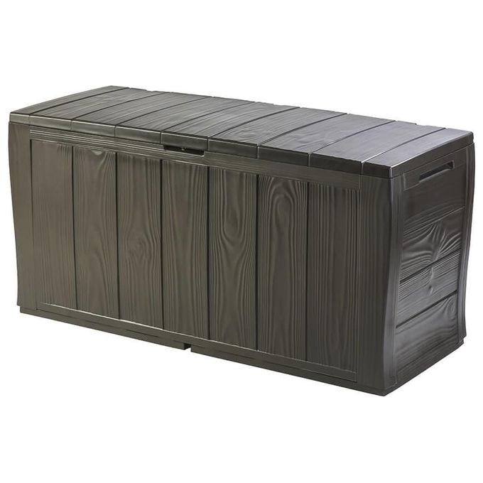 Keter Baule Box Portattrezzi da Esterno Sherwood in Resina Marrone per Giardino con Finiture Effetto Legno e Maniglie