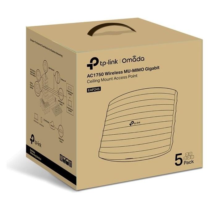Tp-Link EAP245(5-PACK) Punto Accesso WLAN 1750 Mbit-s Bianco Supporto Power over Ethernet