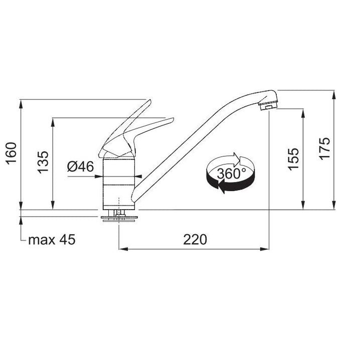 Franke Novara Eco Miscelatore monocomando con canna girevole 360° Cromo 115.0380.641
