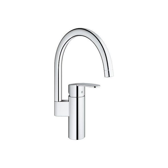 Grohe 32449001 Wave cosmopolitan Miscelatore monocomando per Lavello da Cucina a bocca alta girevole 360° Cromo Lucido