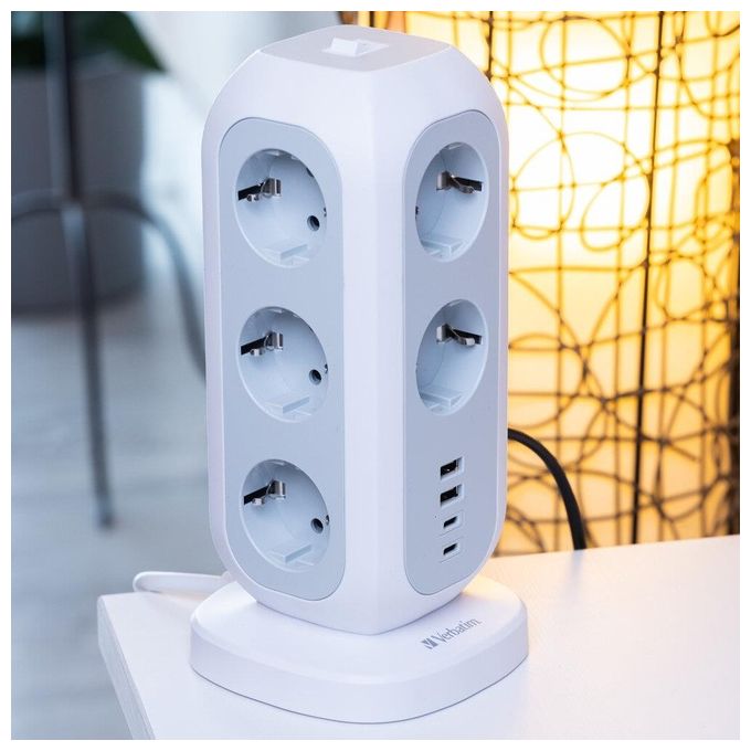 Verbatim EUPT-01 EU Power Tower 11 AC con 2 USB-C - 2 USB-A