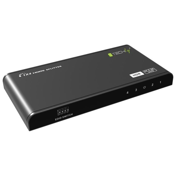Techly Splitter HDMI 2.0 4K 4 Vie HDR Nero