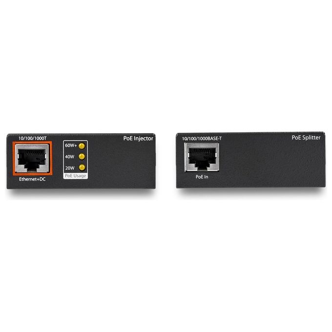 StartechUPOESPLT1G  Injector Poe da 1 Porta 60w con Kit Sdoppiatore Poe