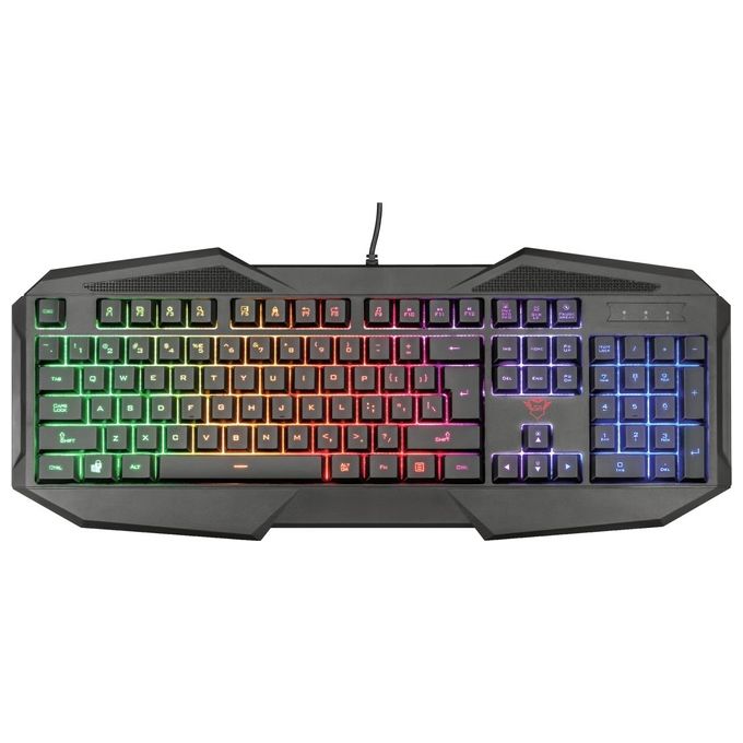 Trust Gaming GXT 1180RW USB Kit Cuffie Tappetino Antiscivolo e Tastiera Illuminata con 12 Tasti Multimediali e Mouse con 6 Pulsanti Nero