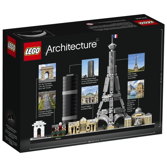 LEGO Architecture 21044 Parigi, con Torre Eiffel e Museo del Louvre, Modellismo Monumenti, Set da Collezione Skyline