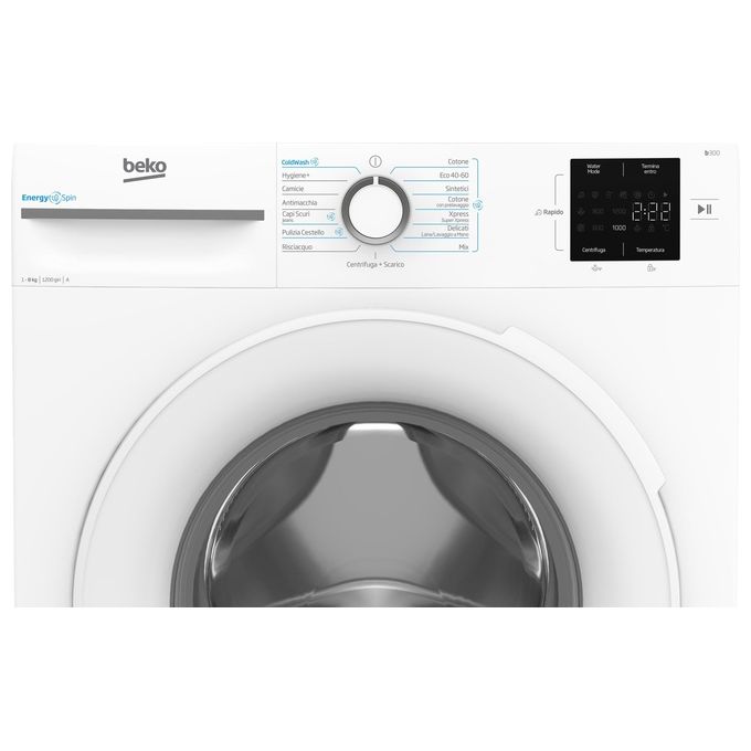 BEKO BMWU3821W Lavatrice a carica frontale 8kg Classe a 1200giri linea estetica NX motore inverter Display Touch oblo' bianco tecnologia EnergySpin