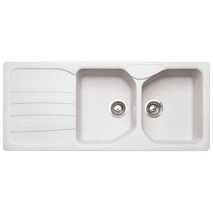 Franke CUG 621 Lavello Sintetico da Incasso Standard Serie Calypso 2 Vasche + Gocciolatoio Reversibile 116 cm Bianco 114.0502.982