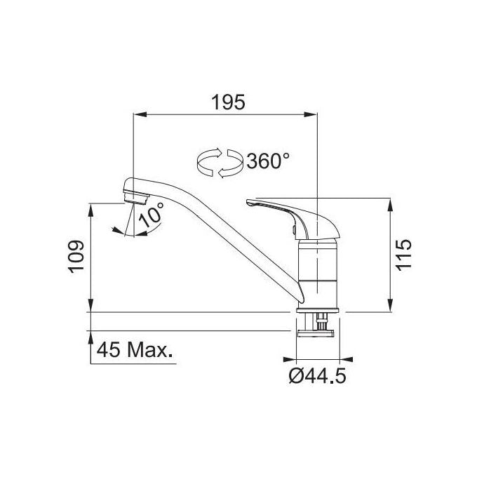 Franke Basic Miscelatore monocomando con canna girevole 360° Cromato 115.0250.147