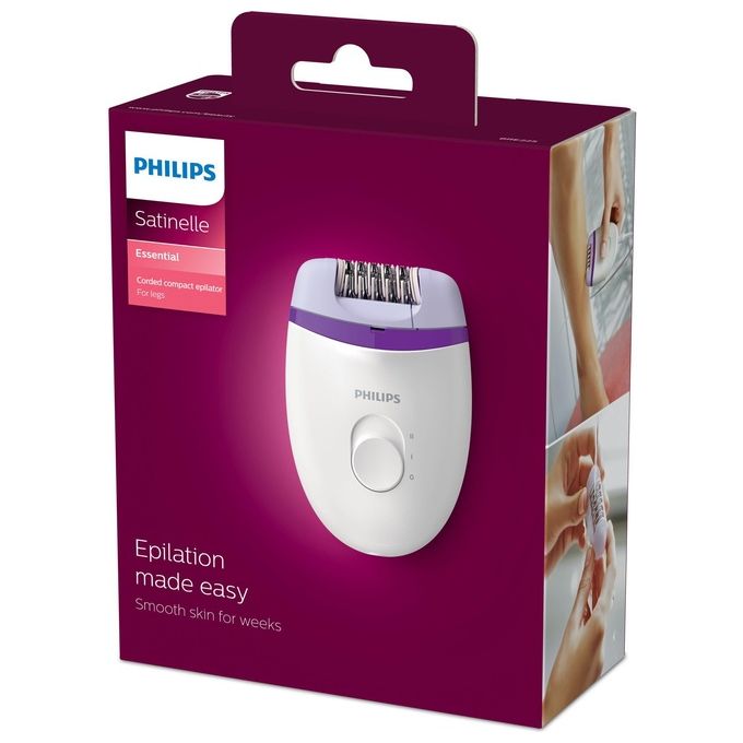 Philips Satinelle Essential Epilatore Compatto con Filo Bianco-Viola