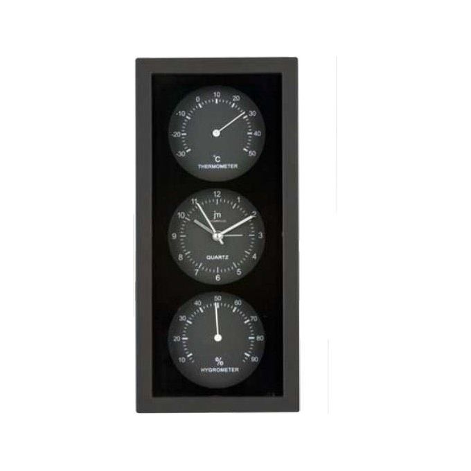 Lowell Orologio da Parete-Tavolo con Termometro-Igrometro Nero