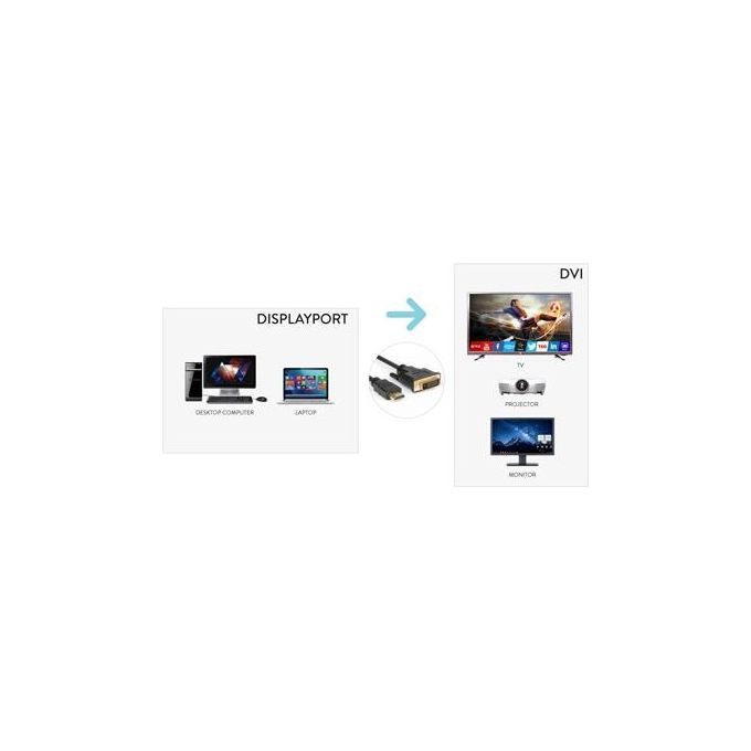 Hamlet Cavo dello Schermo DisplayPort M a DVI-D M 1,8mt Viti a Serraggio Manuale Supporto 1080p