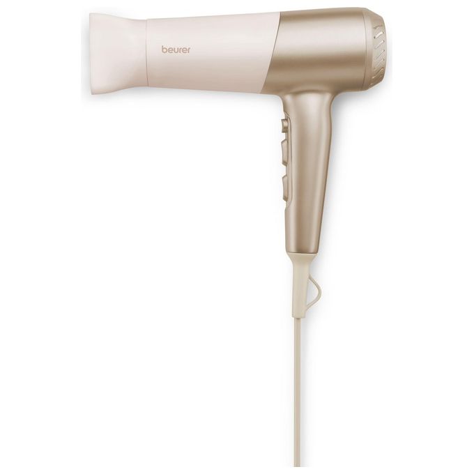 Beurer HC 70 Phon da 2.200 Watt Iconic Pro Asciugacapelli super potente da 2.100 Watt - con 2 accessori (bocchetta stretta e diffusore)  - design elegante color crema - funzione ioni - colpo di aria fredda - custodia