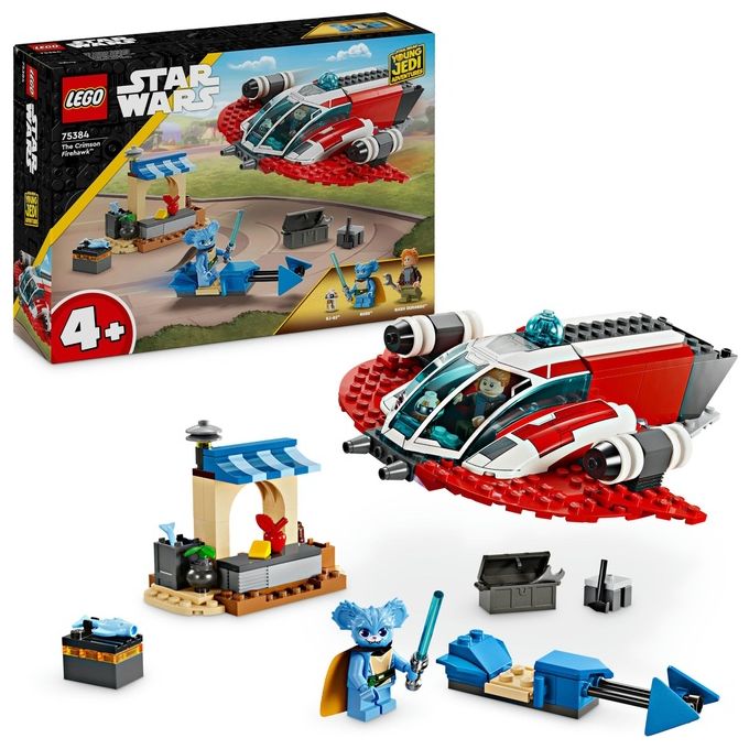 LEGO Star Wars 75384 The Crimson Firehawk, Starter Set con Astronave Giocattolo, Speeder Bike e 3 Personaggi, Regalo Bambini 4+