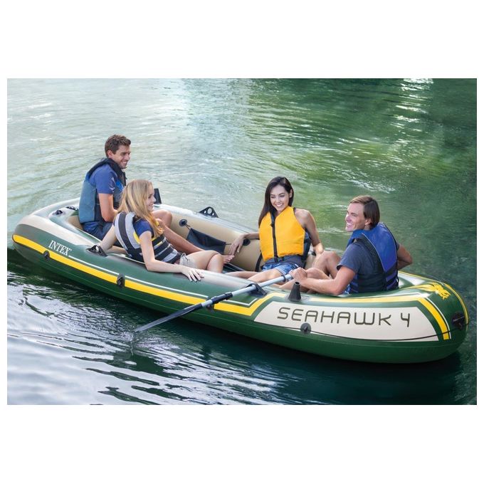 Intex 68351NP Set Canotto Unisex Adulto Verde-Giallo 351 x 145 x 48 cm Seahawk 4 Single