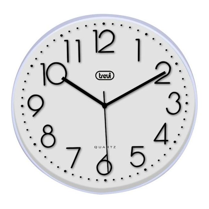 Trevi OM 3508 S Orologio da Parete 30cm Movimento Silenzioso Numeri in Rilievo Bianco