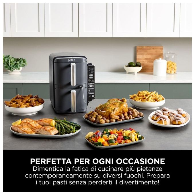Ninja SL451EU Friggitrice ad aria ninja doublestack 9 5 lt con sonda