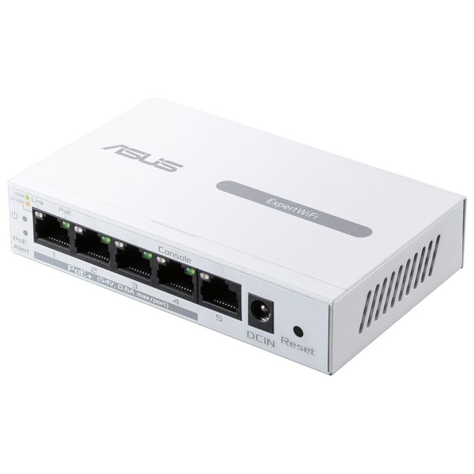 ASUS ExpertWiFi EBP15 Switch PoE Smart Managed a 5 porte GbE 4 PoE 60 watt supporto QoS IGMP Montaggio a parete Bianco