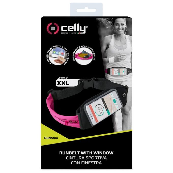 Celly Runbelt View Duo Cintura da Braccio per Smartphone fino a 6,2'' Rosa
