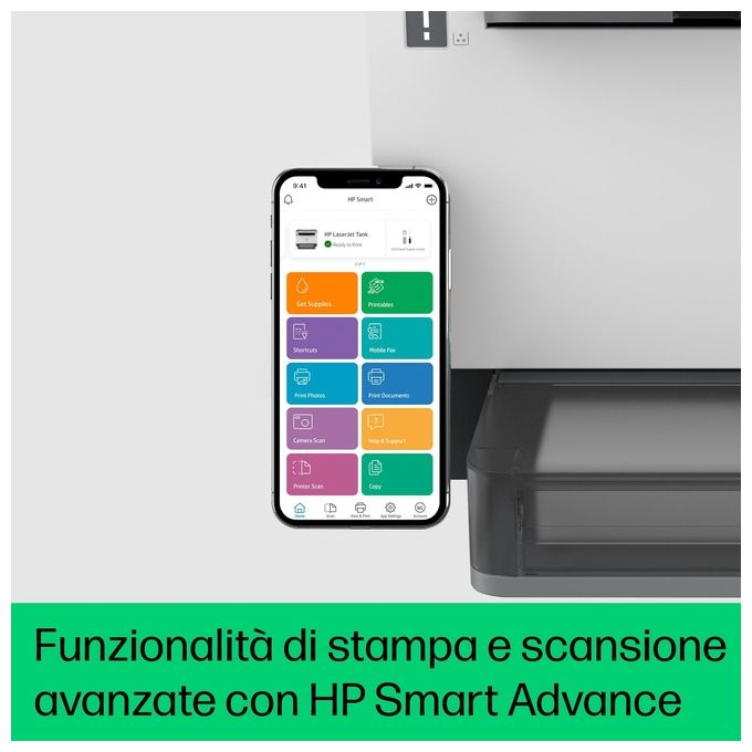 HP LaserJet Stampante Multifunzione Tank 2604dw Bianco e Nero Wireless