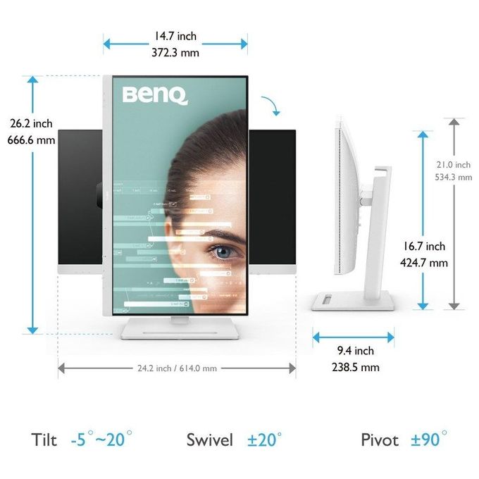BenQ GW2790QT Monitor per Pc 27'' 2560x1440 Pixel Quad Hd Led Bianco