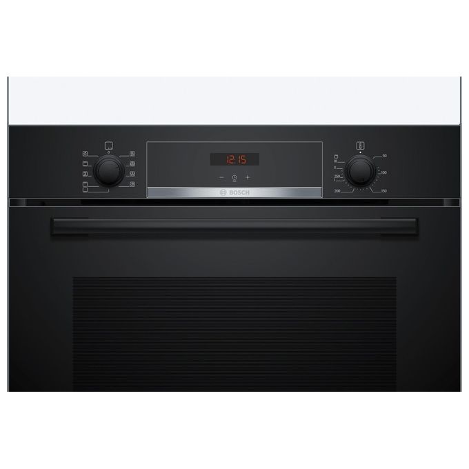 Bosch Serie 4 HBA534BB3 Forno elettrico da incasso 71 Litri Classe A+ EcoClean per parete posteriore Display digitale LED rosso Manopole a scomparsa push-pull, 7 funzioni 60 cm Nero
