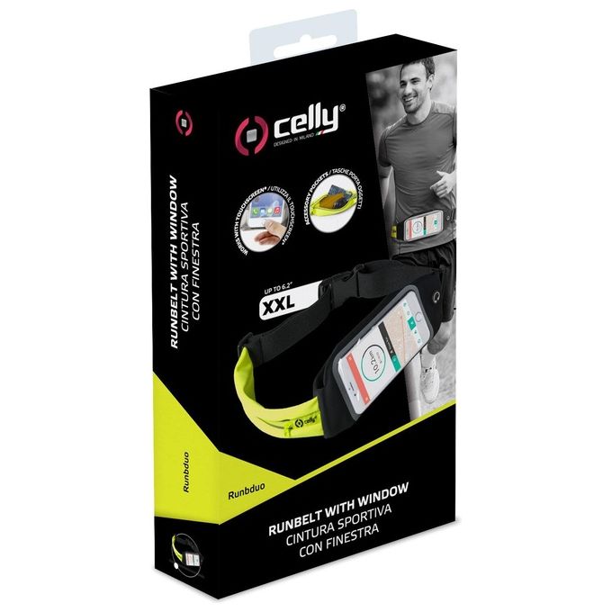 Celly Runbelt View Duo Cintura da Braccio per Smartphone 6.5'' Giallo